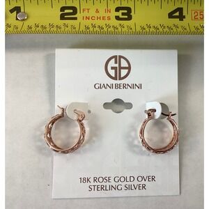 Giani Bernini Hoop Earrings 18K Rose Gold Over‎ Sterling Silver Flower